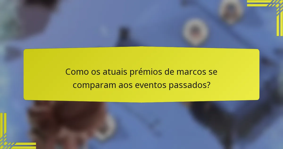 Como os atuais prémios de marcos se comparam aos eventos passados?